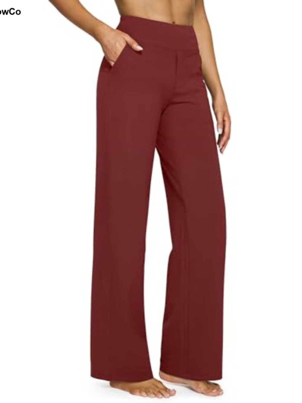 High Waisted Wide Leg Yoga Pants with Pockets, 31" Inseam